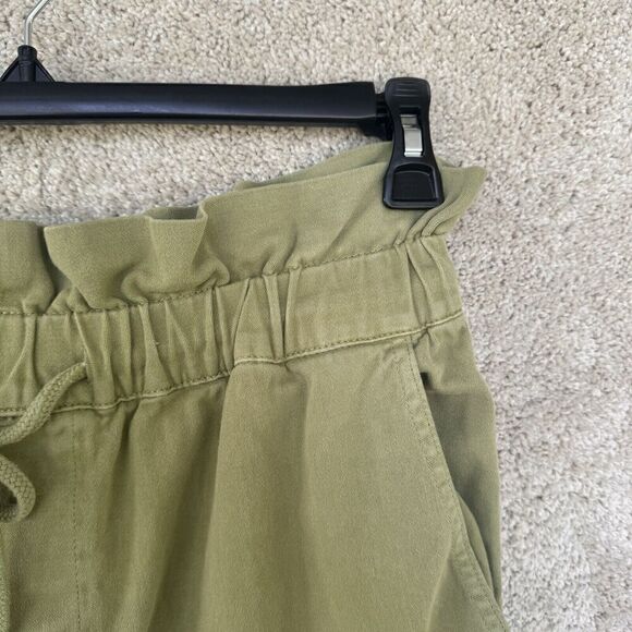 Blank NYC Paper Bag High Waisted Cinch Pants Size Large Wide Leg Olive Green - Picture 5 of 14